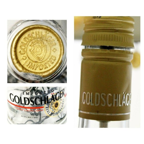 Goldschlager Table Lamp Clear Bottle Black Shade Coin Fringe Handmade Rice Light - Picture 4 of 12